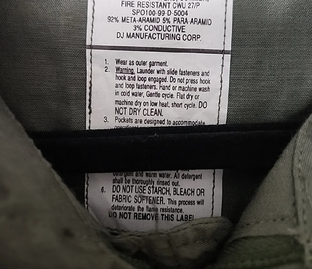 Mens' Military OD Green Coverall Flight Jumpsuit Fire Resistant Size 46R *New*